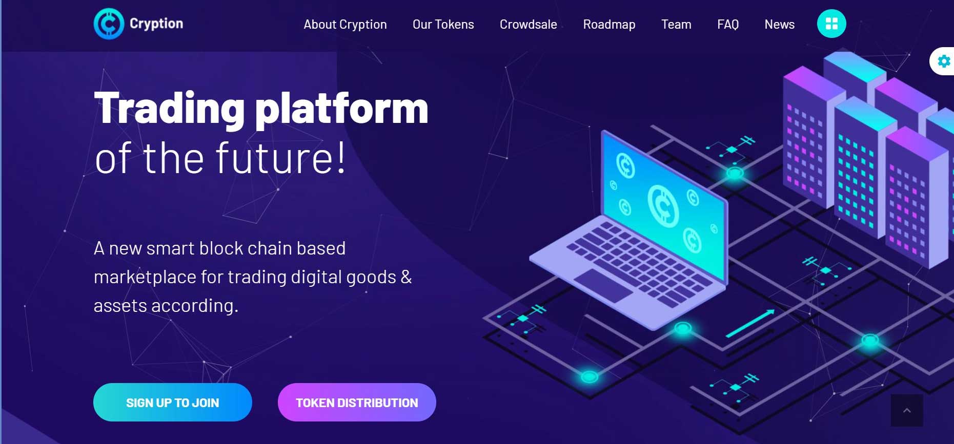 Cryption - ICO Landing, ICO Consulting, Cryptocurrency & Blockchain WordPress Theme