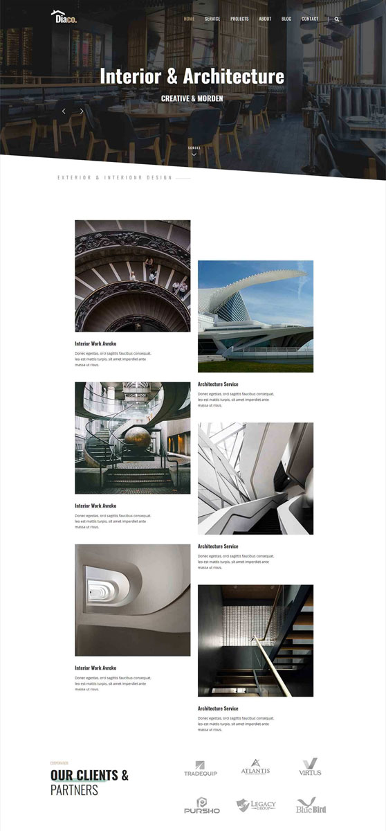 Diaco - Architecture & Interior Design Elementor WordPress Theme