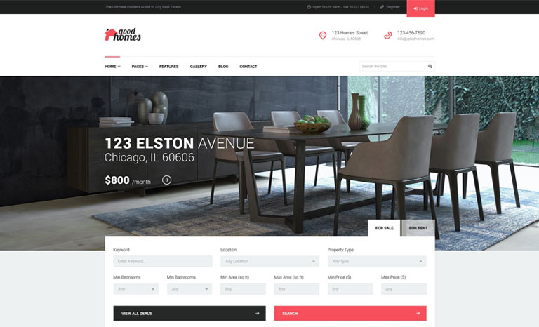 Good Homes | A Contemporary Real Estate WordPress Theme